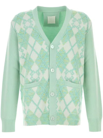 GIVENCHY ARGYLE INTARSIA-KNIT CARDIGAN