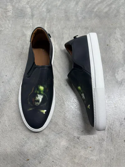 Pre-owned Givenchy Army Skull Leather Slip On Skate Sneakers In Black