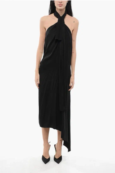 Givenchy Asymmetric Knotted Crepe De Chine Halterneck Midi Dress In Unknown