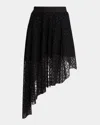 Givenchy Monogram 72 Embroidered Asymmetric Tulle Skirt In Blacksilvery