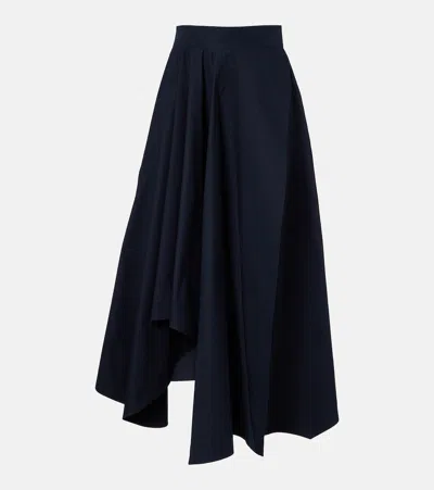 Givenchy Asymmetric Cotton Poplin Maxi Skirt In Blue