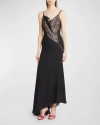 GIVENCHY ASYMMETRIC COWL GOWN WITH LACE DETAIL