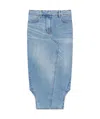 Givenchy Blue Asymmetric Denim Midi Skirt In Blue