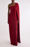 Givenchy Asymmetric Draped Cady Cape Gown In Red