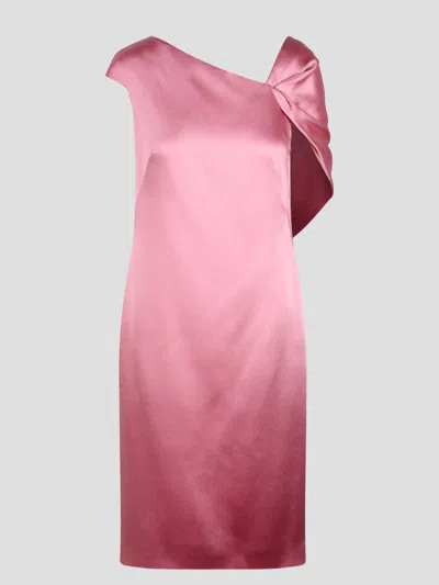 Givenchy Asymmetric Draped Midi Dress In Pink