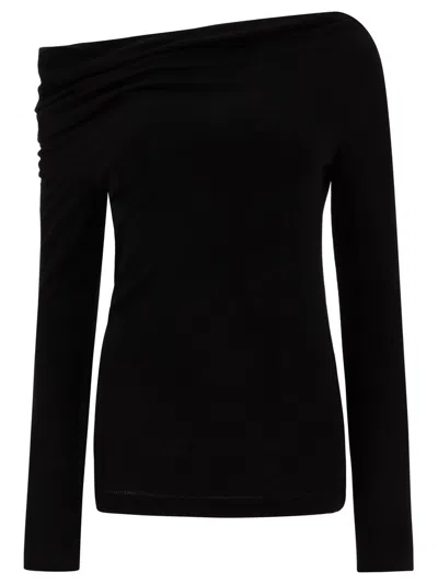 Givenchy Draped Collar Top With Asymmetric Design In Black