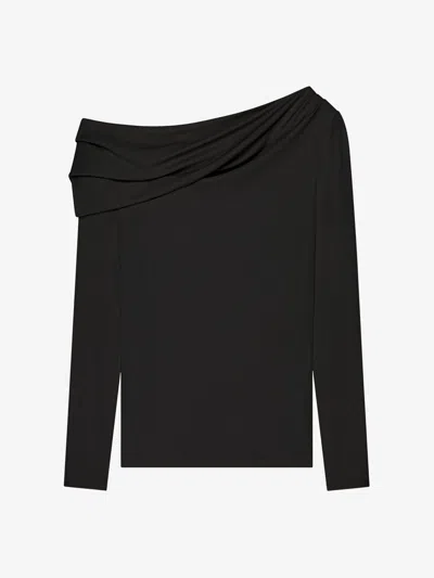 Givenchy Asymmetric Draped Top In Jersey In Black