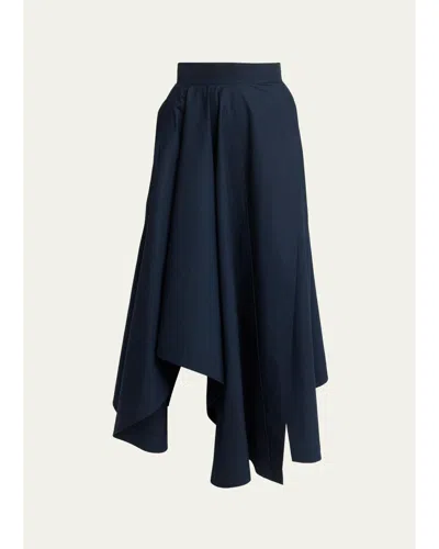 Givenchy Asymmetric Handkerchief Midi Flare Skirt In Dark Blue