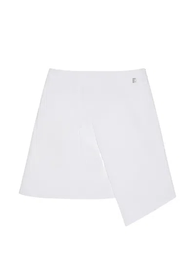 Givenchy Asymmetric-hem Logo-plaque Mini Skirt In White