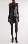 Givenchy Asymmetric Lambskin Leather Minidress In Black
