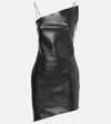 Givenchy Asymmetric Lambskin Leather Minidress In Black