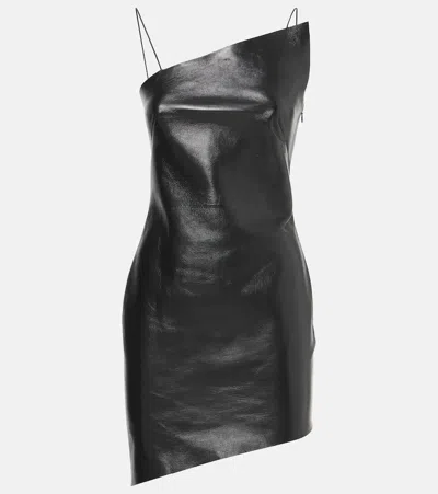 GIVENCHY ASYMMETRIC LEATHER MINIDRESS