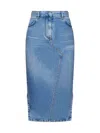 GIVENCHY GIVENCHY ASYMMETRIC MIDI DENIM SKIRT