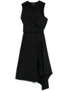 Givenchy Asymmetric Dress In Wool And Mohair With Plaston In Black