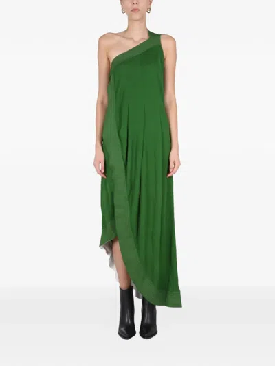 Givenchy Asymmetric Midi Dress In Green