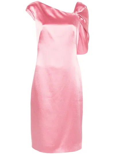 Givenchy Cape-detailed Satin Midi Dress In Flamingo