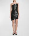 Givenchy Asymmetric Lambskin Leather Minidress In Black