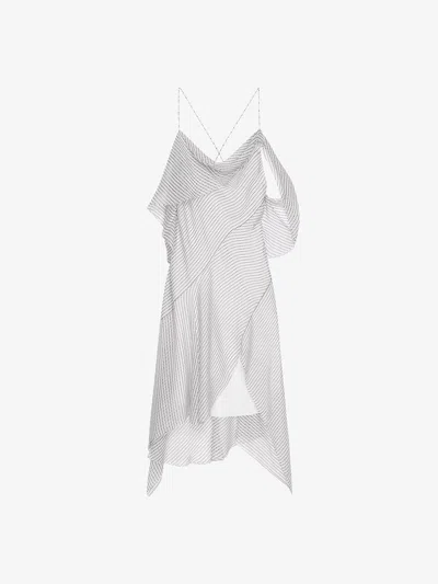 GIVENCHY ASYMMETRIC POLKA DOTS DRAPED DRESS IN SILK CHIFFON