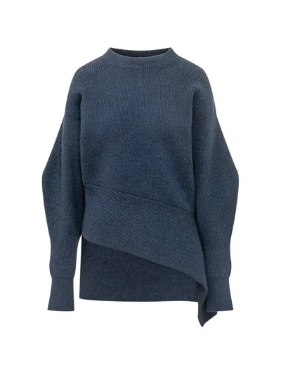 Givenchy Asymmetric Ribbed-knit Sweater In Blue