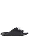 Givenchy Black Sandals With Wide Band And Contrasting Logo Patch In Rubber Man In Black
