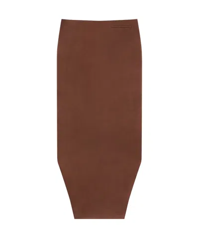 Givenchy Asymmetric Skirt In Silk Satin Duchesse In Brown