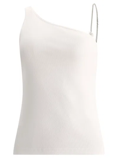 GIVENCHY ASYMMETRIC TOP WITH CHAIN DETAIL TOPS WHITE