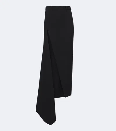 Givenchy Asymmetric Wool Midi Skirt In Black