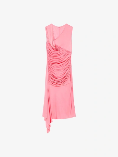 Givenchy Asymmetrical Draped Dress In Jersey In Flamingo