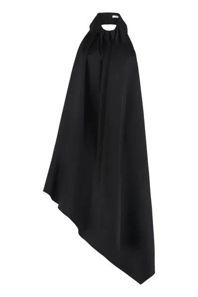 Givenchy Asymmetrical Draped Dress In Wool In Black