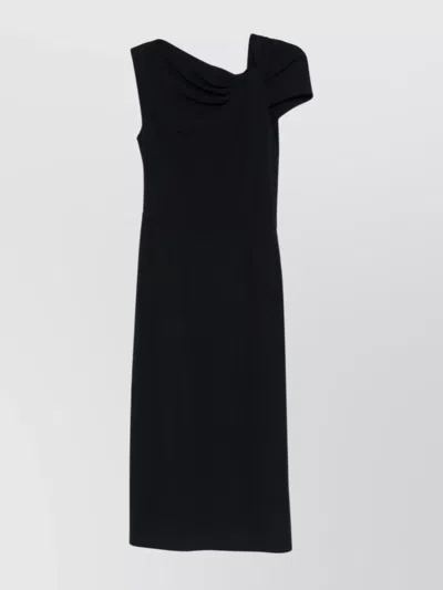 Givenchy Asymmetrical Draped Midi Dress In Black