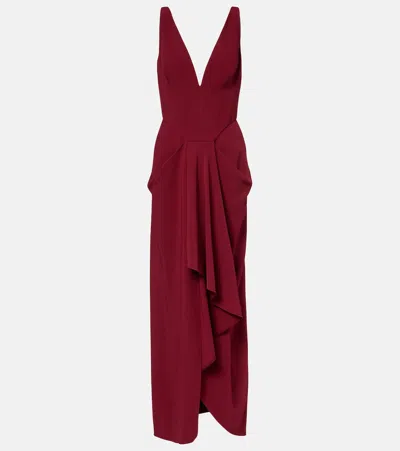 Givenchy Asymmetrical Draped Midi Dress In Burgundy