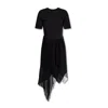 Givenchy Asymmetric Stretch-jersey And Pleated Georgette Dress In Black