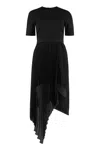 Givenchy Asymmetric Stretch-jersey And Pleated Georgette Dress In Black