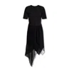 Givenchy Asymmetric Pleated Midi Dress In Black