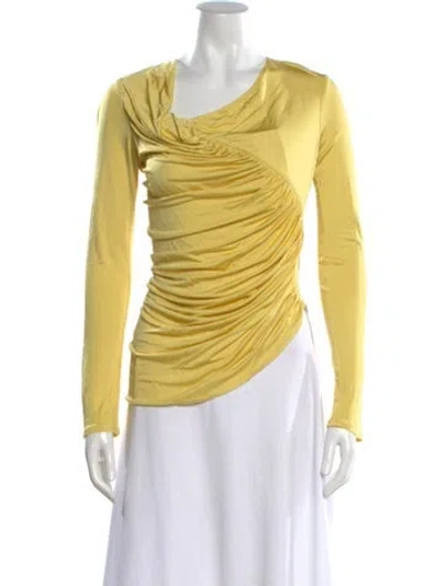 Pre-owned Givenchy Asymmetrical Long Sleeve Top In Yellow