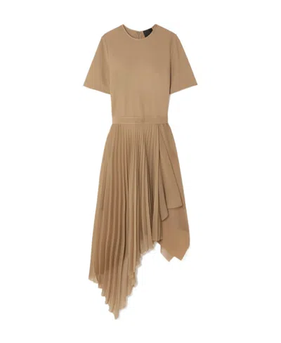 Givenchy Asymmetrical Pleated Dress In Brown