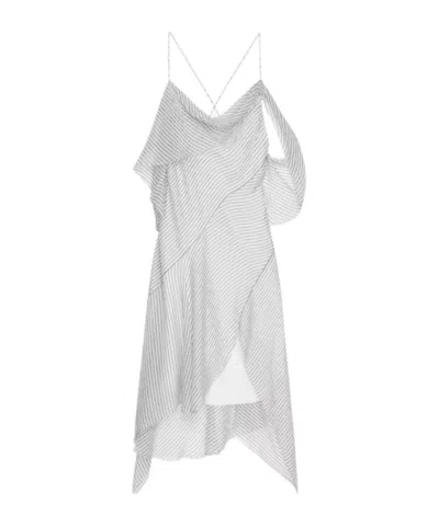 GIVENCHY ASYMMETRIC POLKA DOTS DRAPED DRESS IN SILK CHIFFON