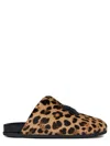 Givenchy Label Flat Mules In Pony Effect Leather With Leopard Pattern In Brown