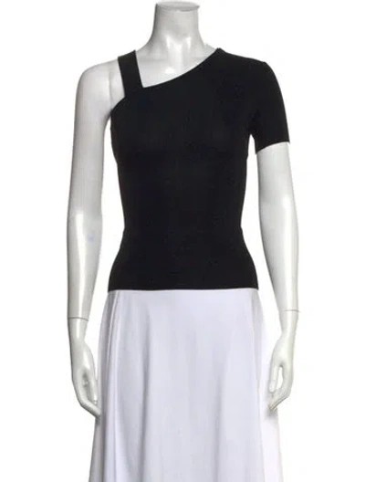 Pre-owned Givenchy Asymmetrical Short Sleeve Top In Black