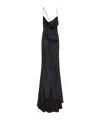 Givenchy Evening Draped Dress In Satin With Crystals In Black