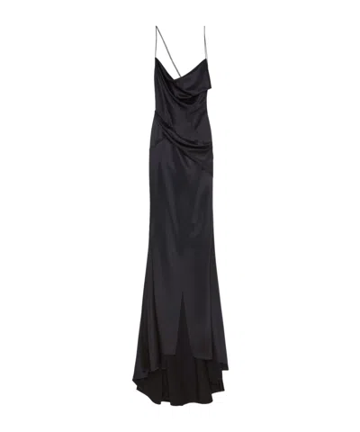 Givenchy Evening Draped Dress In Satin With Crystals In Black