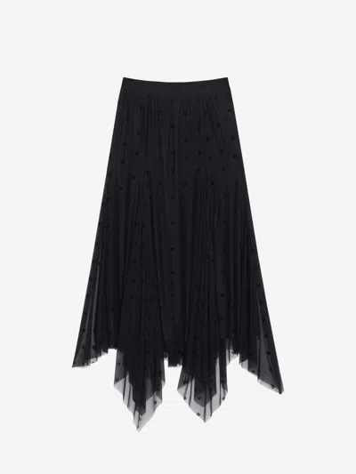 Givenchy Asymmetric Skirt In 4g Tulle In Black