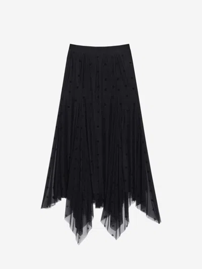 Givenchy Asymmetrical Skirt In 4g Tulle In Black