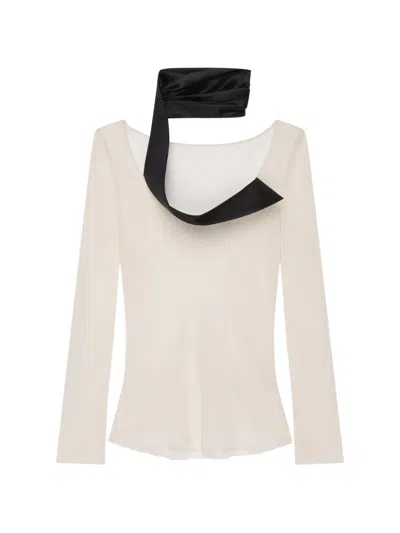 Givenchy Asymmetric-collar Silk Blouse In Neutral