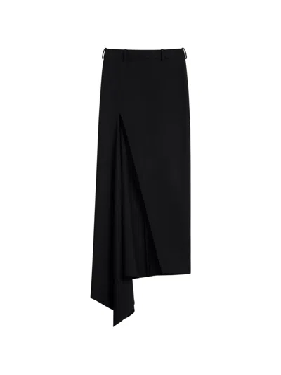 Givenchy Asymmetric-hem Wrap-style Skirt In Black