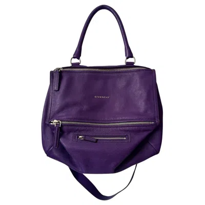Pre-owned Givenchy Authentic  Pandora Bag Purple Leather Medium Crossbody & Shoulder Strap