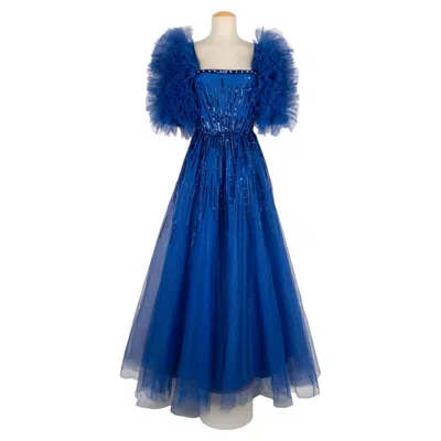 Pre-owned Givenchy Aux Voyageuses Dress,  Haute Couture By Hubert De , Winter 198 In Blue