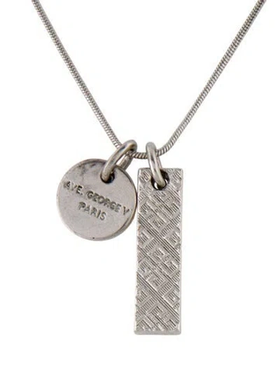 Pre-owned Givenchy Ave. George V Logo Pendant Necklace, 22" In Multi