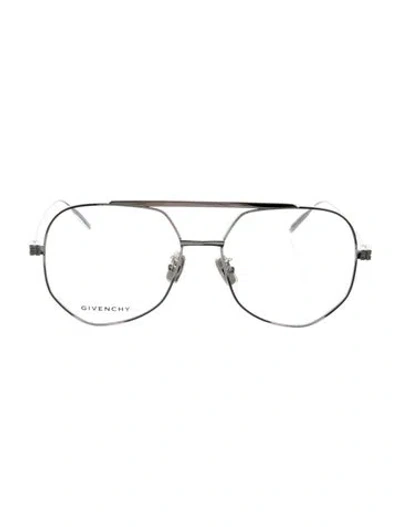 Pre-owned Givenchy Aviator Eyeglasses In Silver