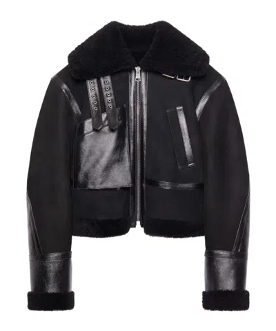 Givenchy Blouson Aviateur En Shearling In Black